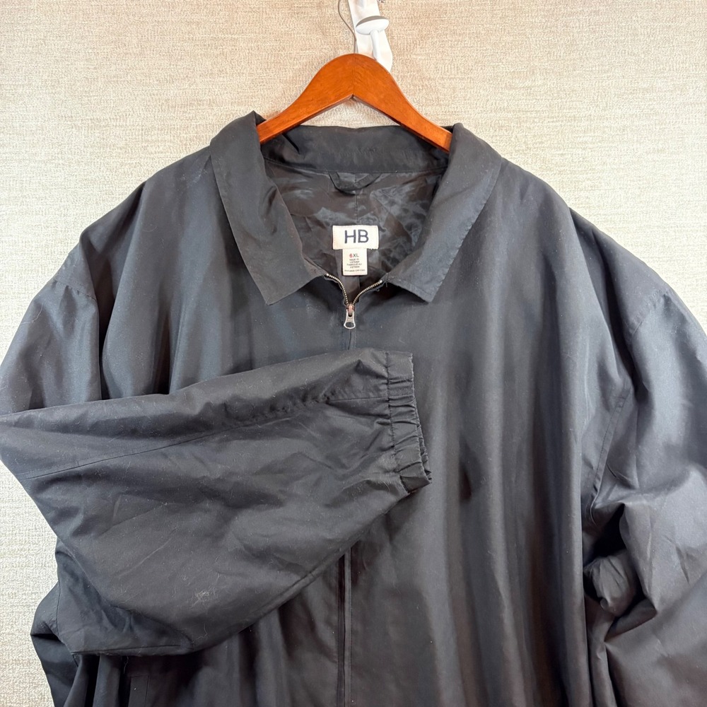 HB By DXL Mens Big & Tall Black Microfiber Harrington Full Zip Golf Jacket 6XL